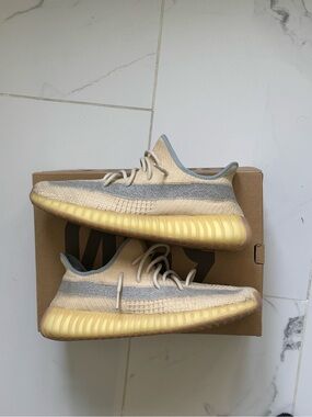 Yeezy 350 Beige and Light Blue Knit Trainer